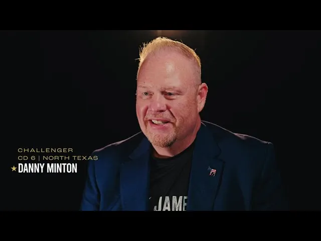 Danny Minton speaking to camera in his campaign video